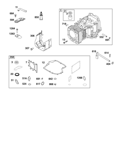 Cylinder Group Diagram and Parts List for 31R707-0056-G1 200000 - 399999 Briggs and Stratton Engine